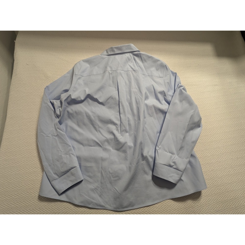 L.L.Bean Wrinkle Free Shirt Womens 1X Blue Cotton Button Front Office - Picture 14 of 16
